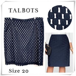 TALBOTS Eyelet Lace Tight Skirt in Navy Blue Size 20 New with Tag